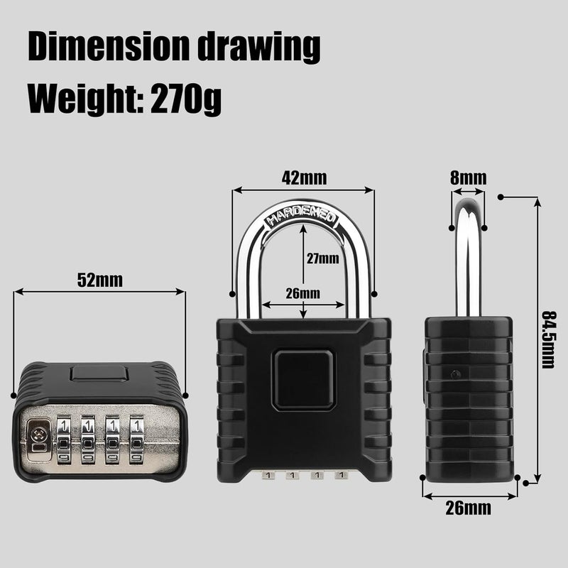 Diyife Heavy Duty Combination Padlock, Large Outdoor Padlock [One-Touch Unlocking] High Security Weatherproof, Design of Hidden Password Suitable for Locker, Home, School, Garage, Gate, Garden - Image 2